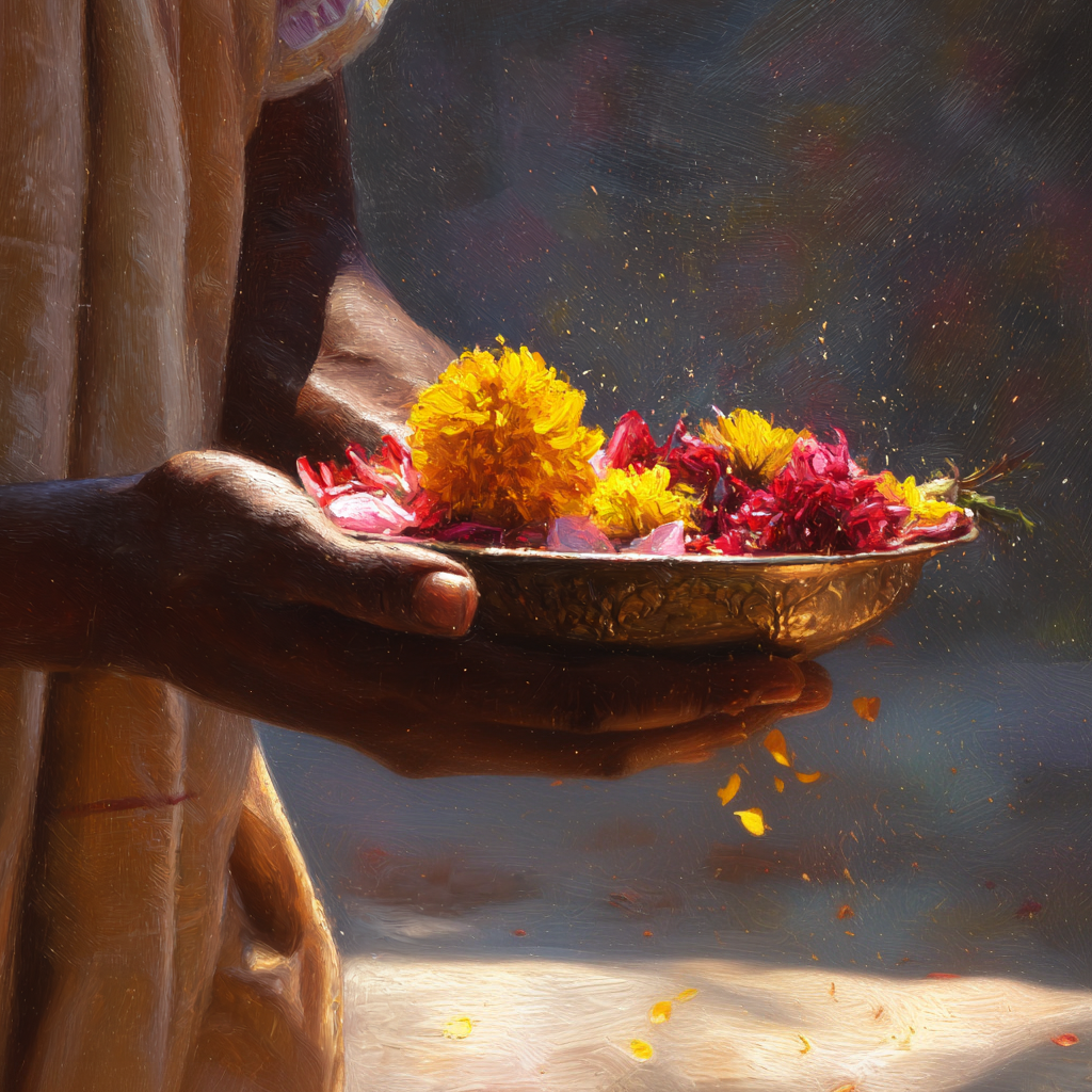 Why do we use flowers during Puja?